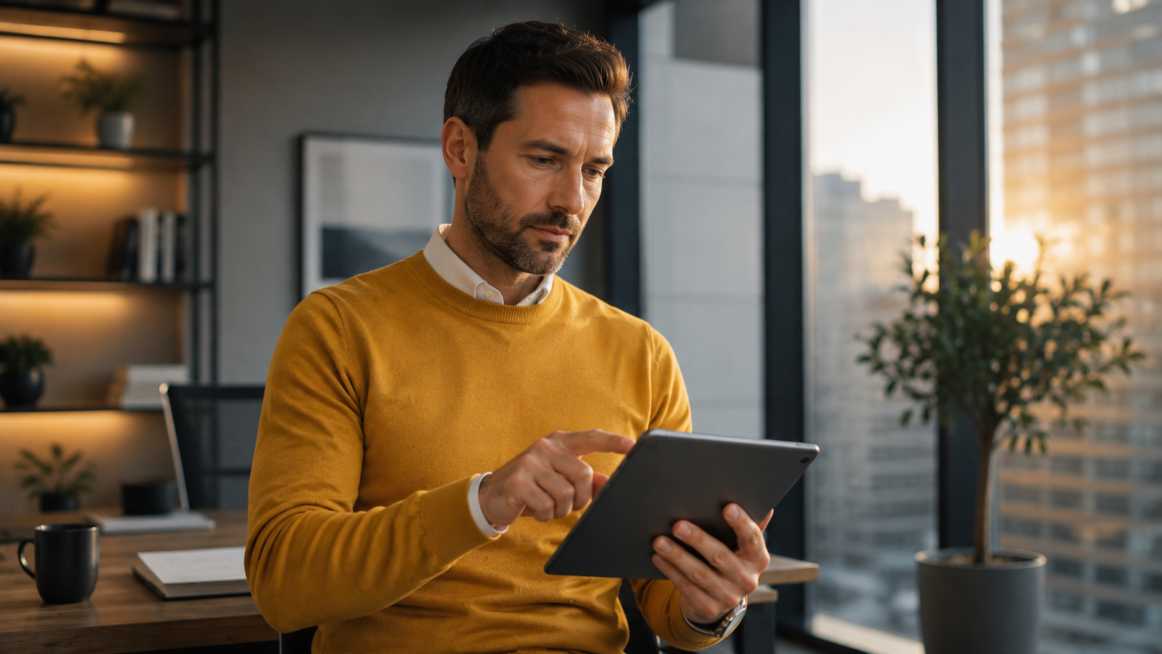 Manager wertet Vertriebsdaten zur Automatisierung auf einem Tablet aus