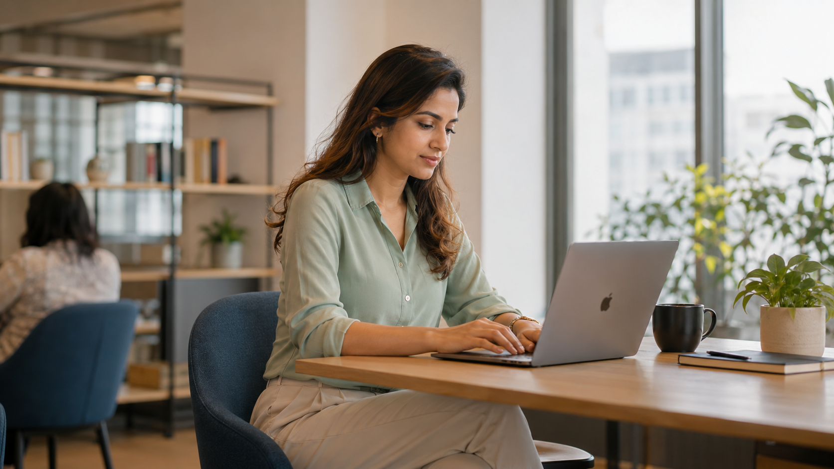 Employee running lead generation on a laptop